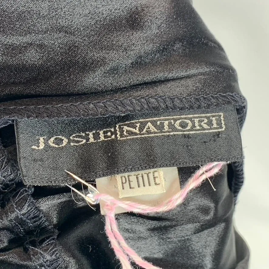 JOSIE NATORI Women's Petite Black Wide Leg Classic Vintage Lounge Pants SZ M