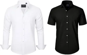 J.VER Men's Stretch Shirt Business Casual Button Down Shirts Large