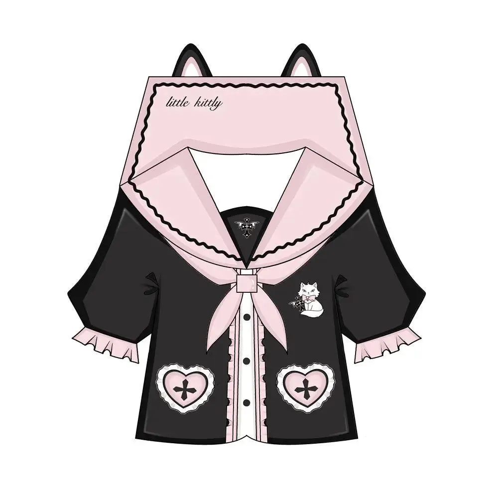 Kawaii Academia Style Uniform with Pink Heart Details