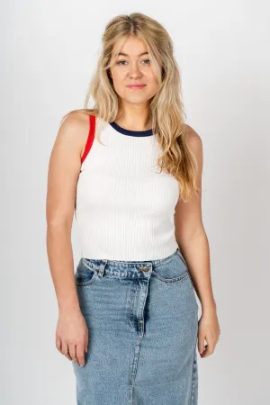 Knit crop tank top white
