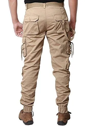 Krystle Men's Cotton Solid Relaxed Fit Zipper Cargo Jogger Pants