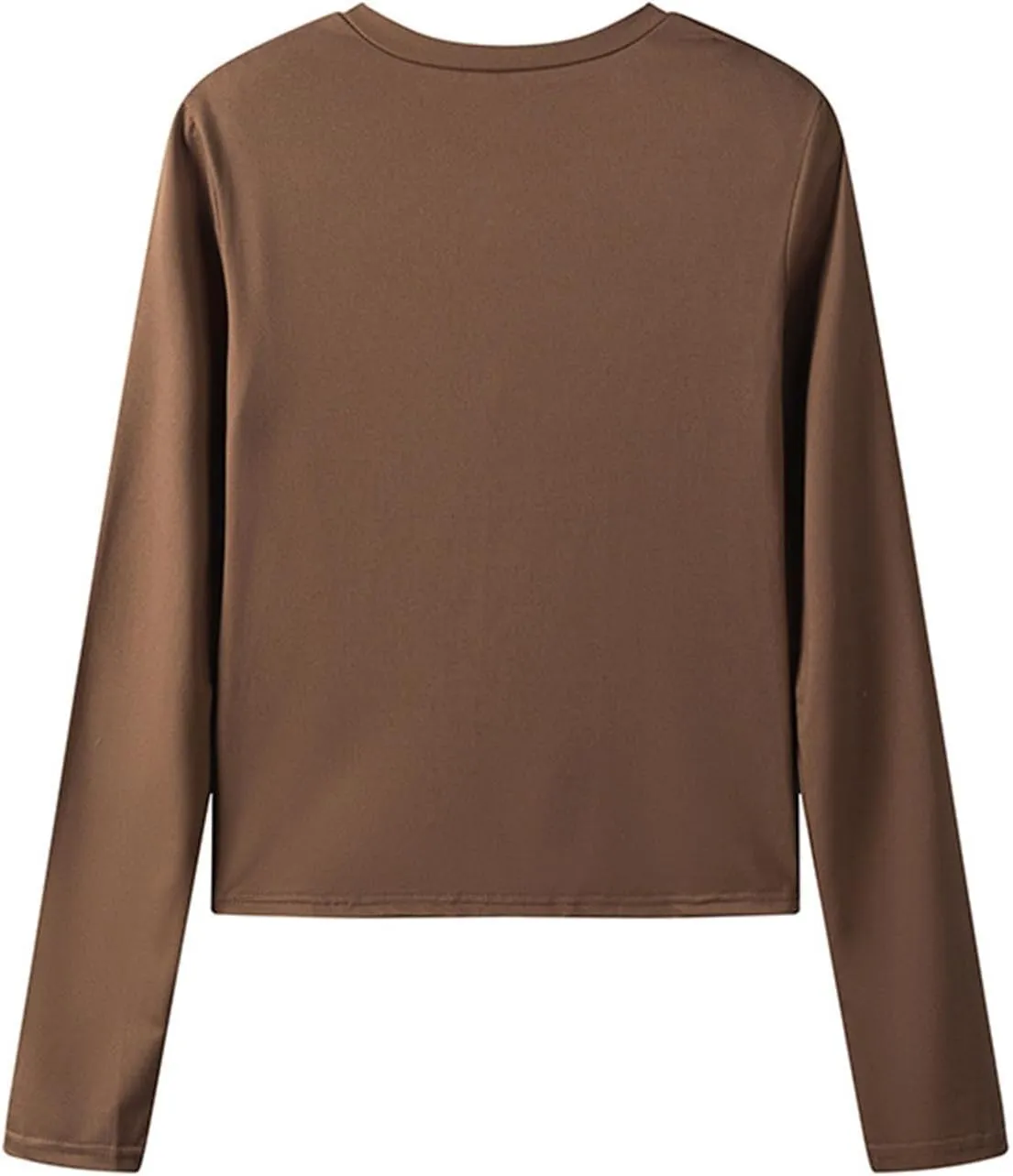 KUIOLYPOER Womens Solid Colour Crew Neck Basic Long Sleeve T Shirt Slim Fit Tees 2024 Fall Y2k Outfits Crop Tight Tops