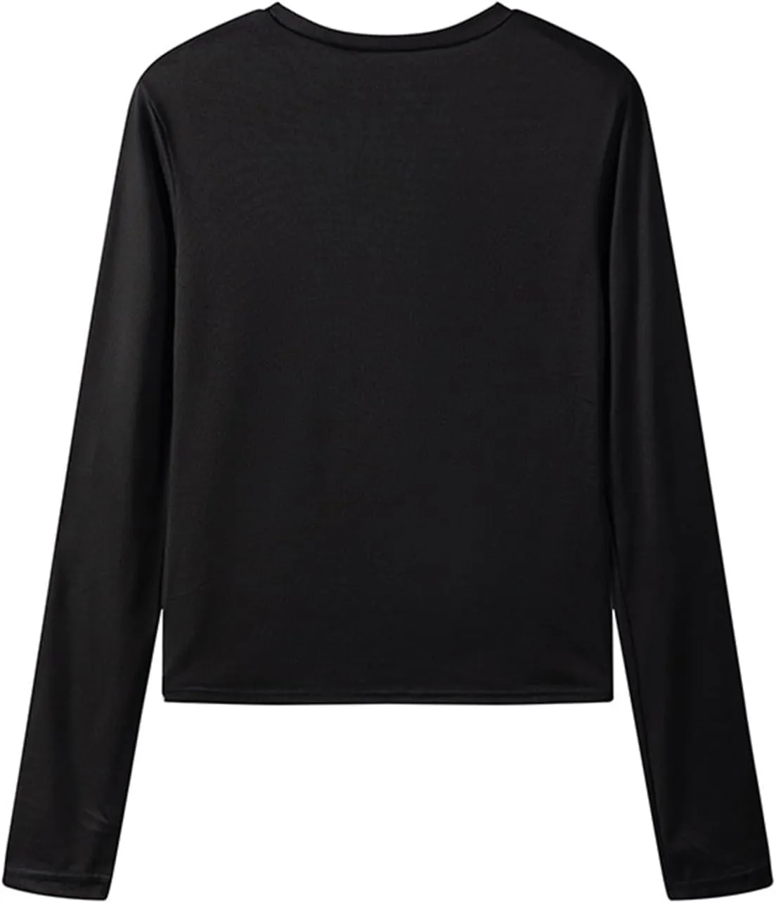 KUIOLYPOER Womens Solid Colour Crew Neck Basic Long Sleeve T Shirt Slim Fit Tees 2024 Fall Y2k Outfits Crop Tight Tops
