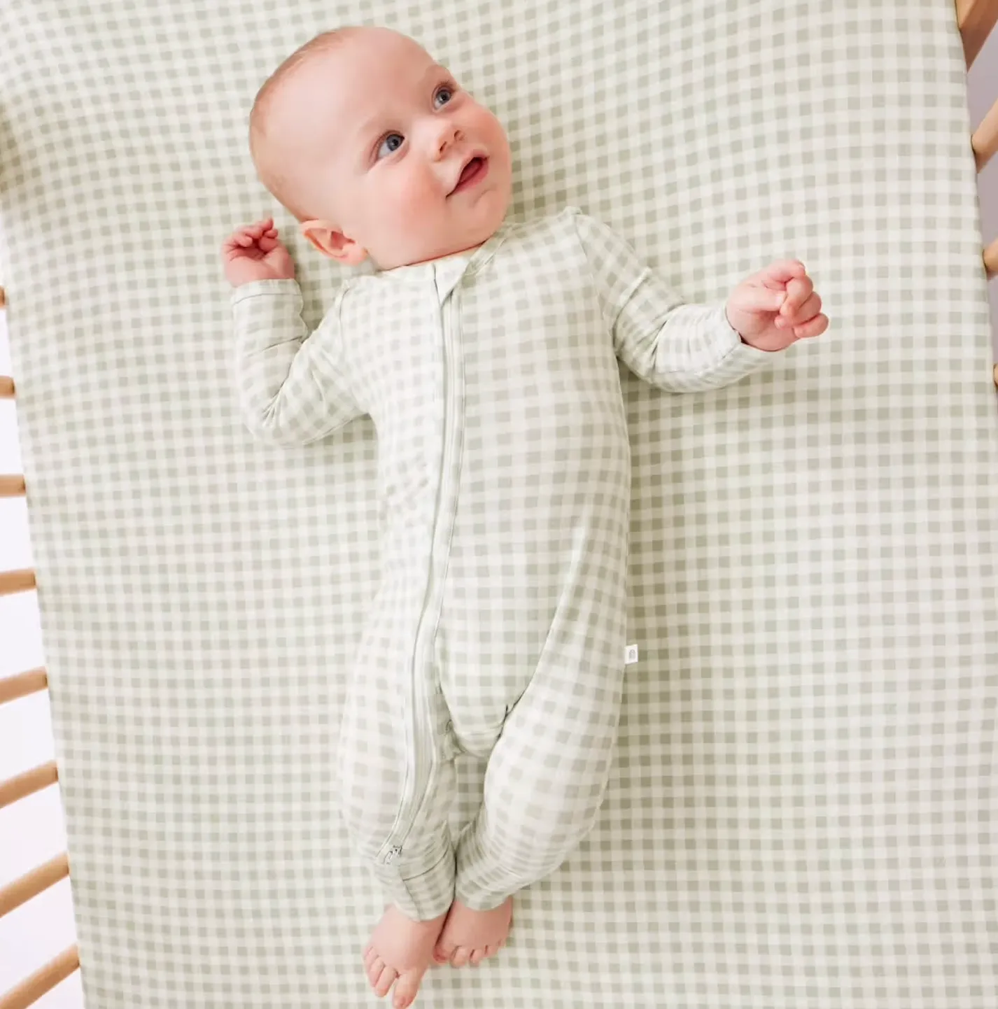 KYND Baby - Day or Night Onesies (Sage Gingham)