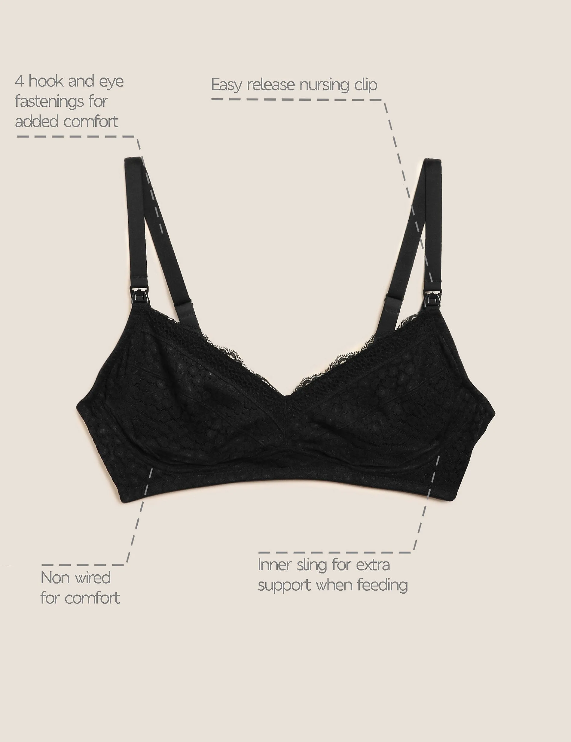 Lace and mesh nursing bras, 2 pcs. B-H Marks & Spencer, black mix