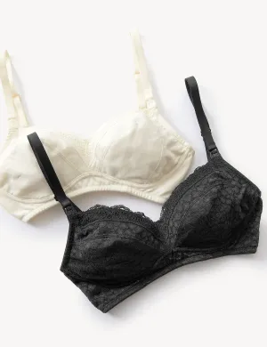 Lace and mesh nursing bras, 2 pcs. B-H Marks & Spencer, black mix