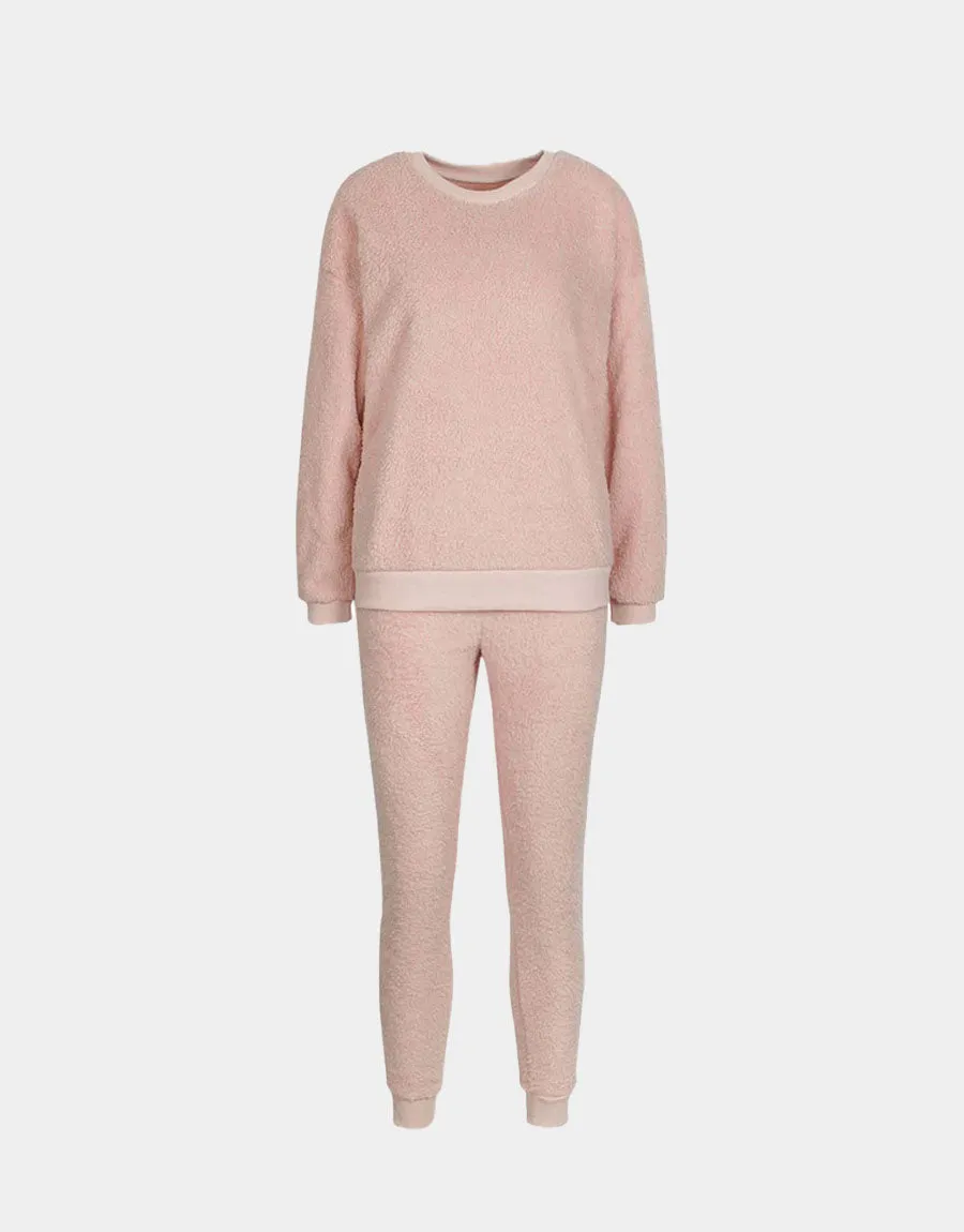 Ladies Blush Teddy Fleece Pajama sets Loungewear