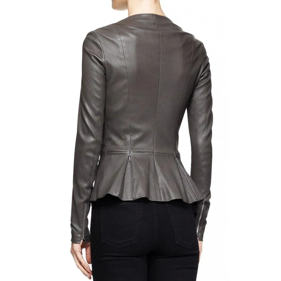 Leather Peplum Jacket