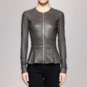 Leather Peplum Jacket