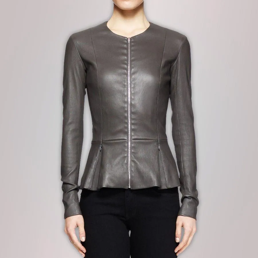 Leather Peplum Jacket
