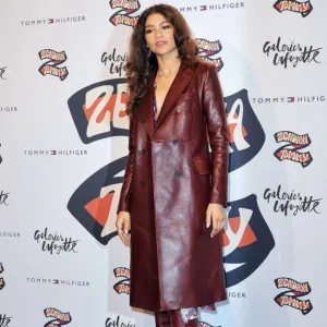 Leather Trench Coat worn by Zendaya Coleman | Zendaya Coleman Leather Trench Coat