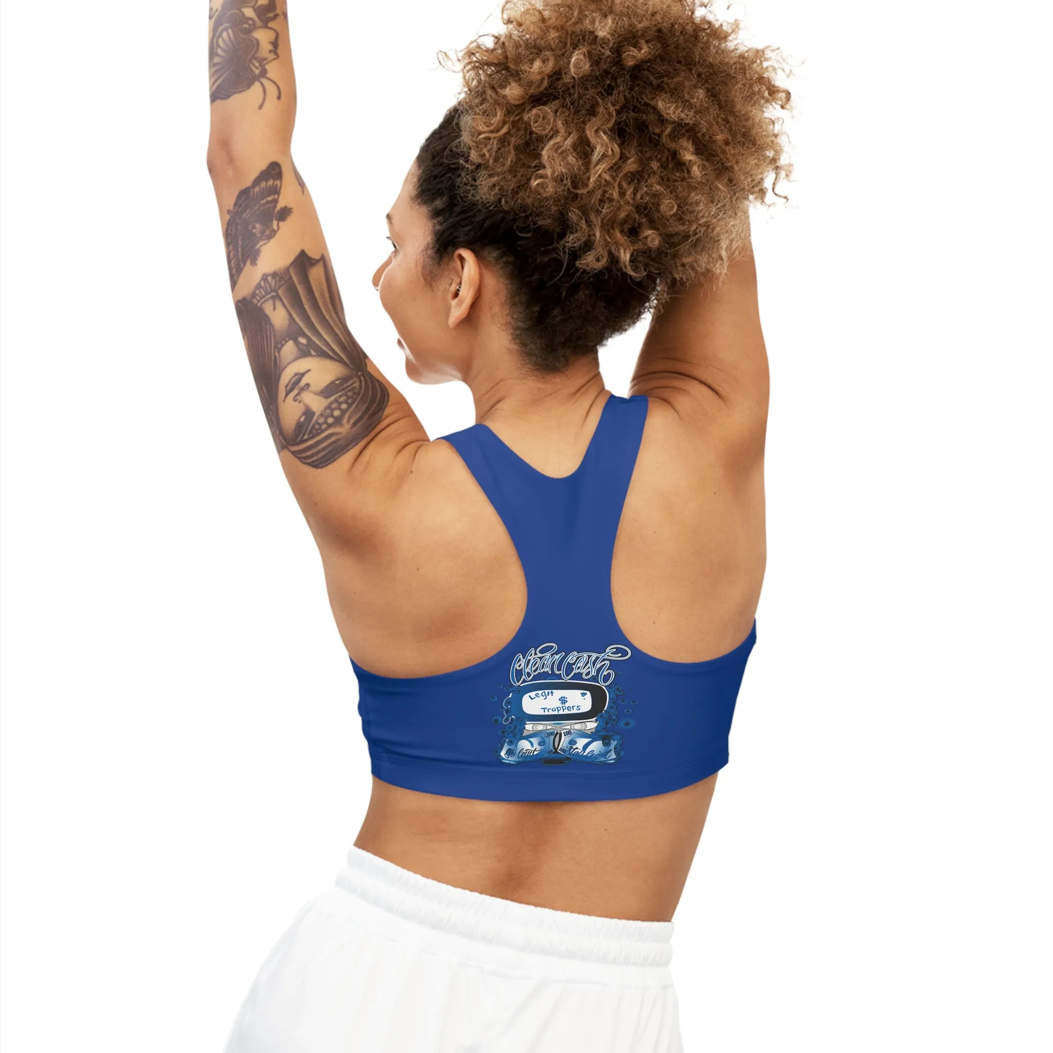 Legit Trappers Check Clean Cash Seamless Sports Bra (AOP)