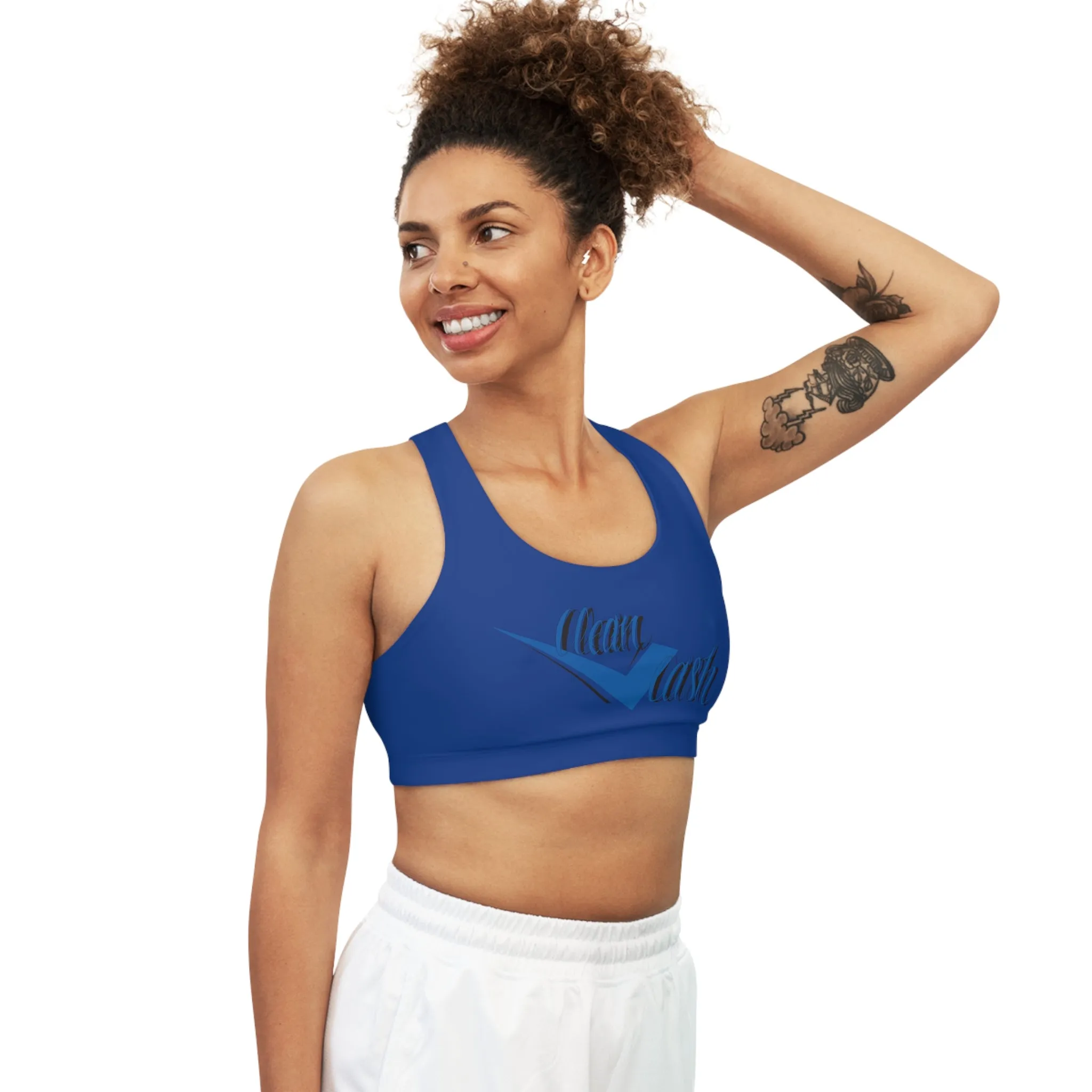Legit Trappers Check Clean Cash Seamless Sports Bra (AOP)