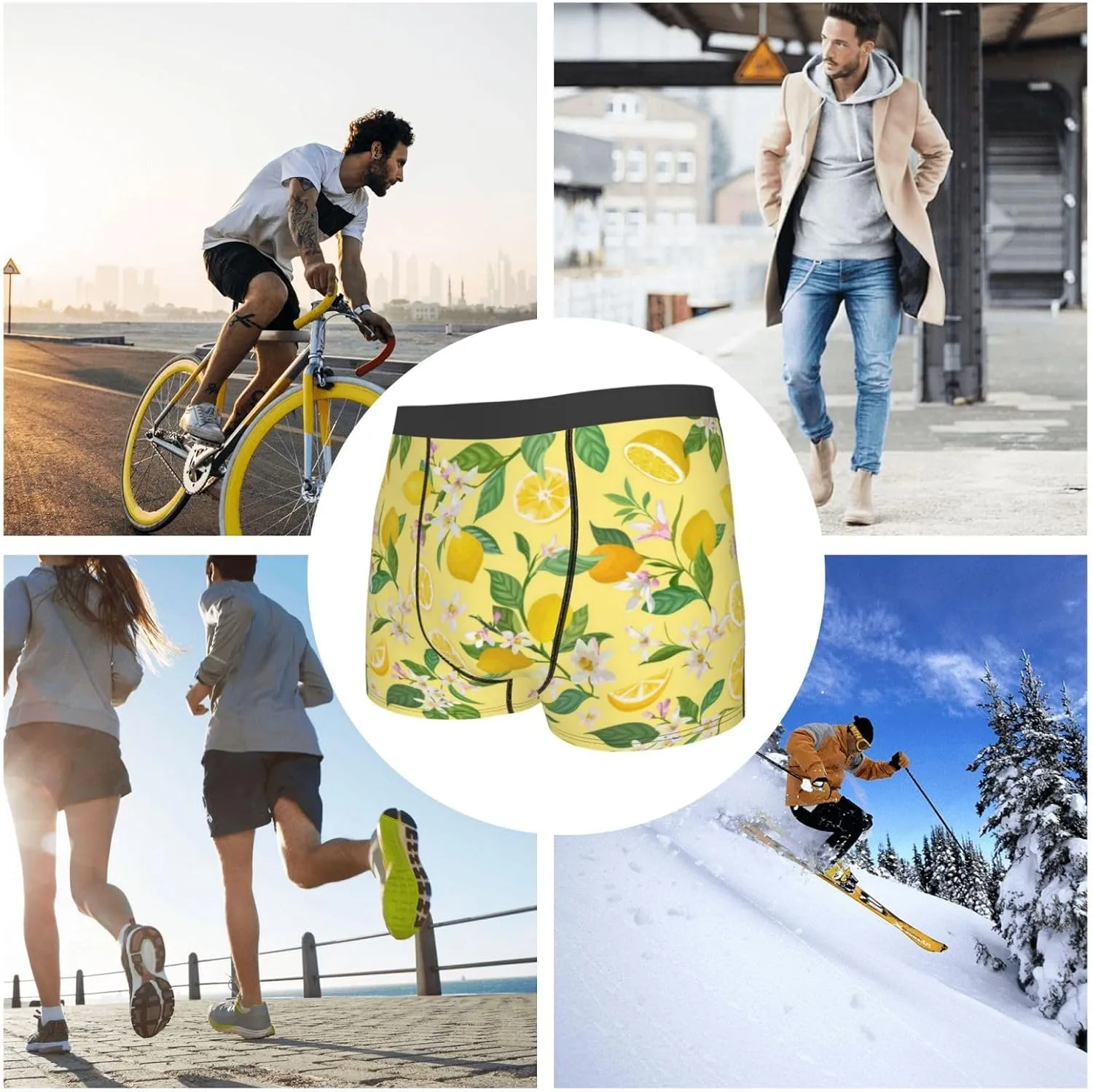 Lemon (2) Print Boxer Briefs For Men Breathable Underwear-
