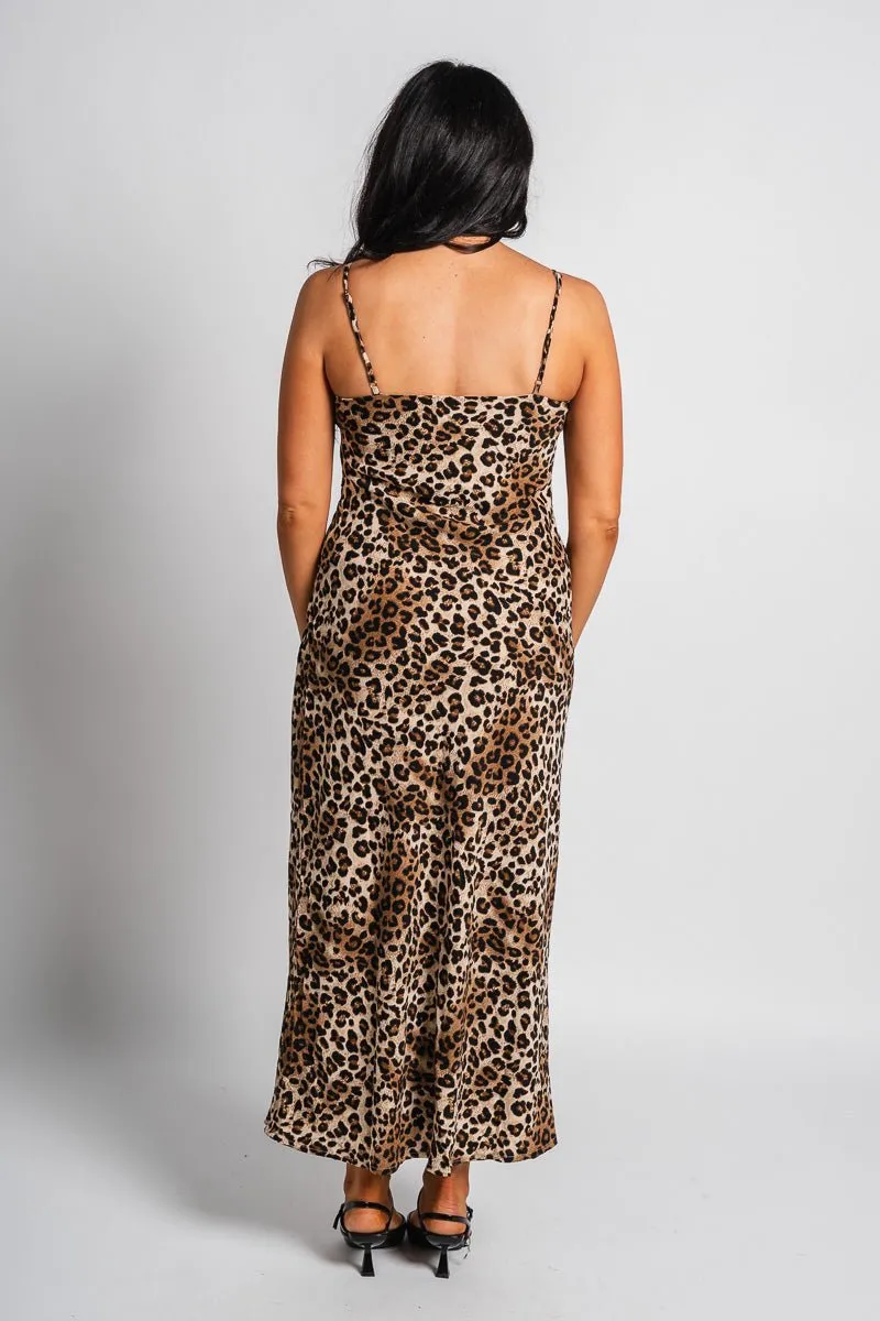 Leopard maxi dress beige/black