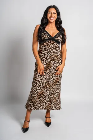 Leopard maxi dress beige/black