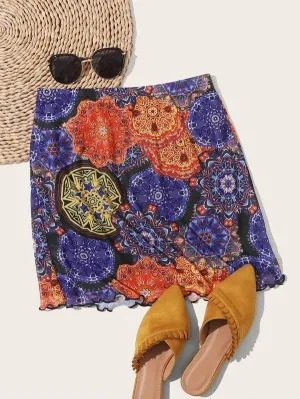 Lettuce Edge Tribal Mesh Skirt