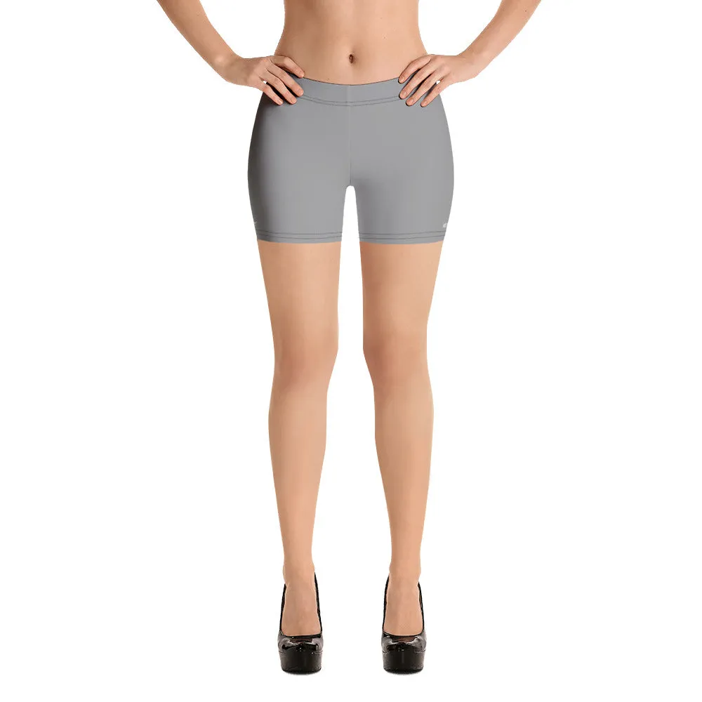 Light Grey Women's Designer Shorts, Pastel Gray Solid Color Premium Short Tights-Made in USA/EU