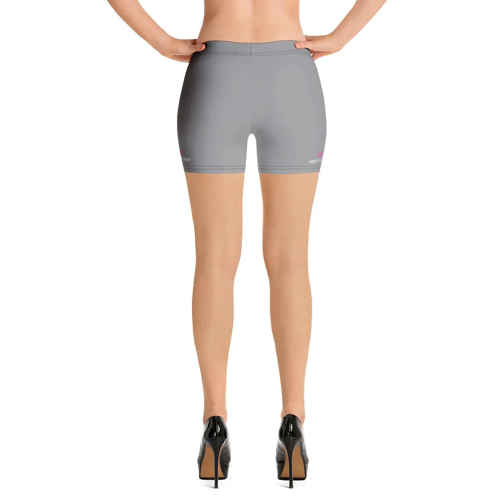 Light Grey Women's Designer Shorts, Pastel Gray Solid Color Premium Short Tights-Made in USA/EU