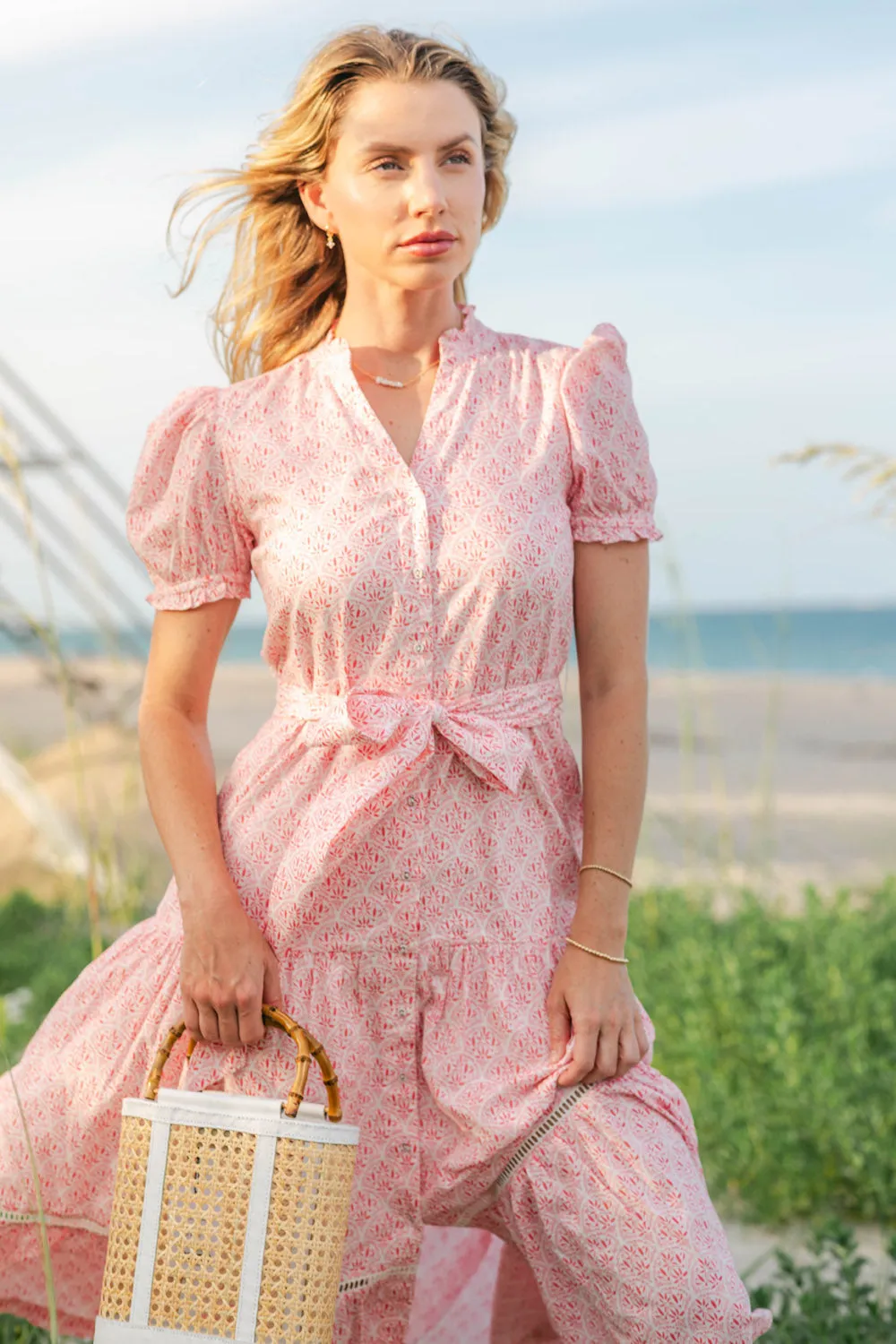 Lily Maxi Dress - Pink Scallop Floral