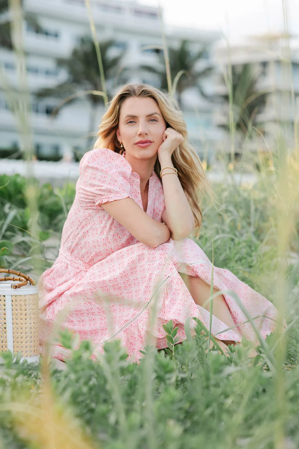 Lily Maxi Dress - Pink Scallop Floral