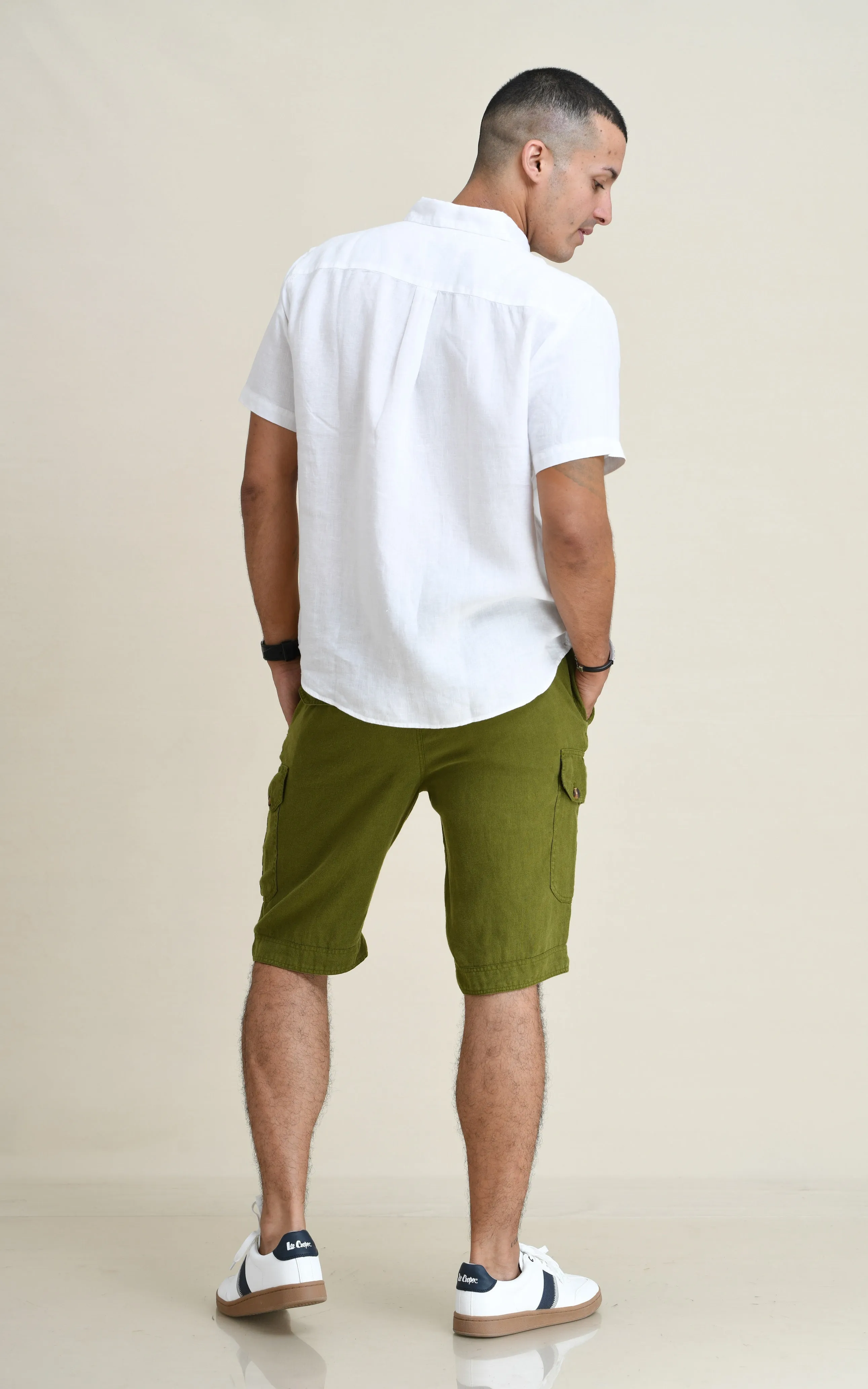 LINEN DRAW-STRING SHORTS WITH LEG-POCKETS