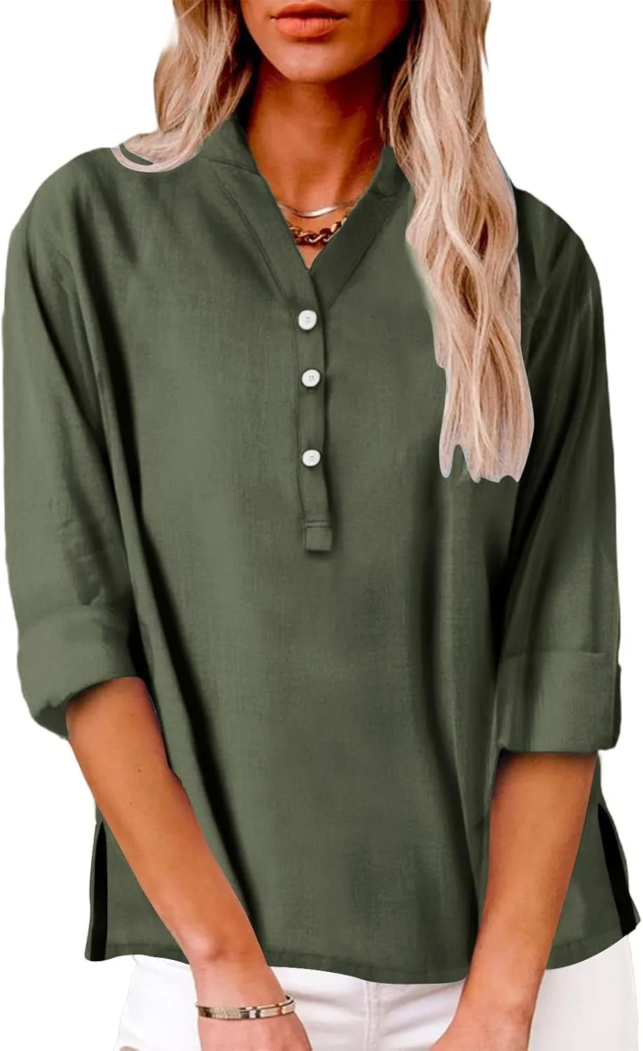 Linen Shirt for Women Half Sleeve Button Oversize T Shirt Lightweight Summer Fashion Tops Causal Dressy Daily Top