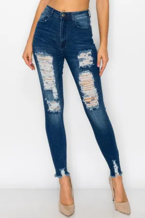 LO-181 High waist stretch ripped skinny jeans