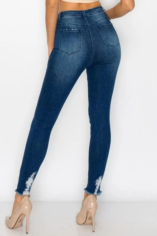 LO-181 High waist stretch ripped skinny jeans