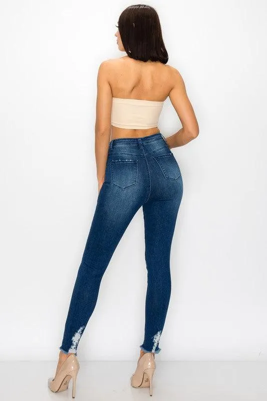 LO-181 High waist stretch ripped skinny jeans