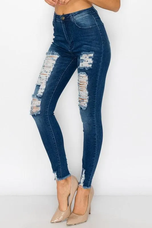LO-181 High waist stretch ripped skinny jeans
