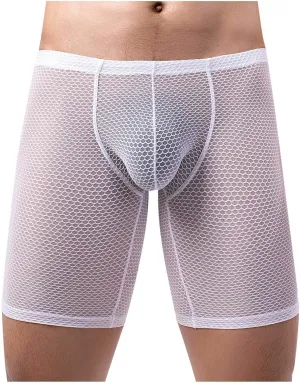 Long Leg Mesh Boxer Briefs for Men Breathable U Pouch Quick Dry Trunks Swimwear Mens Swim Underwear