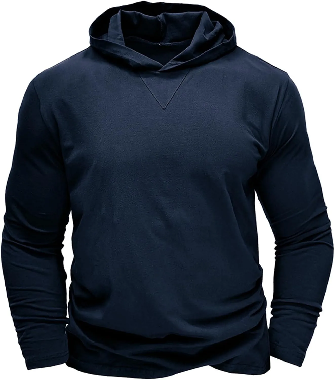Long Sleeve Hooded Shirts For Men Lightweight Athletic Running Workout Hoodie Comfy Gym Track Muscle Fit Pullover Top