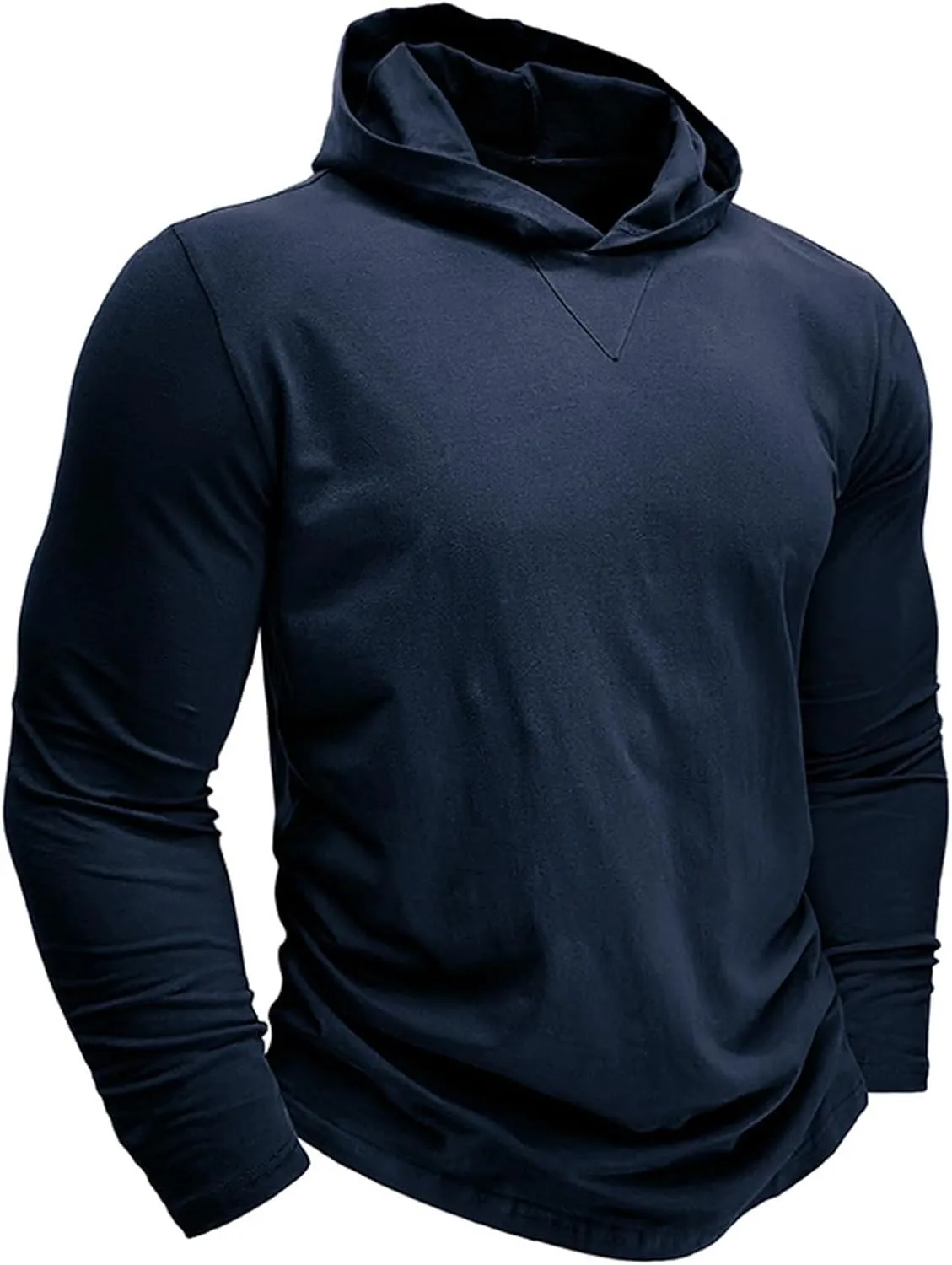 Long Sleeve Hooded Shirts For Men Lightweight Athletic Running Workout Hoodie Comfy Gym Track Muscle Fit Pullover Top