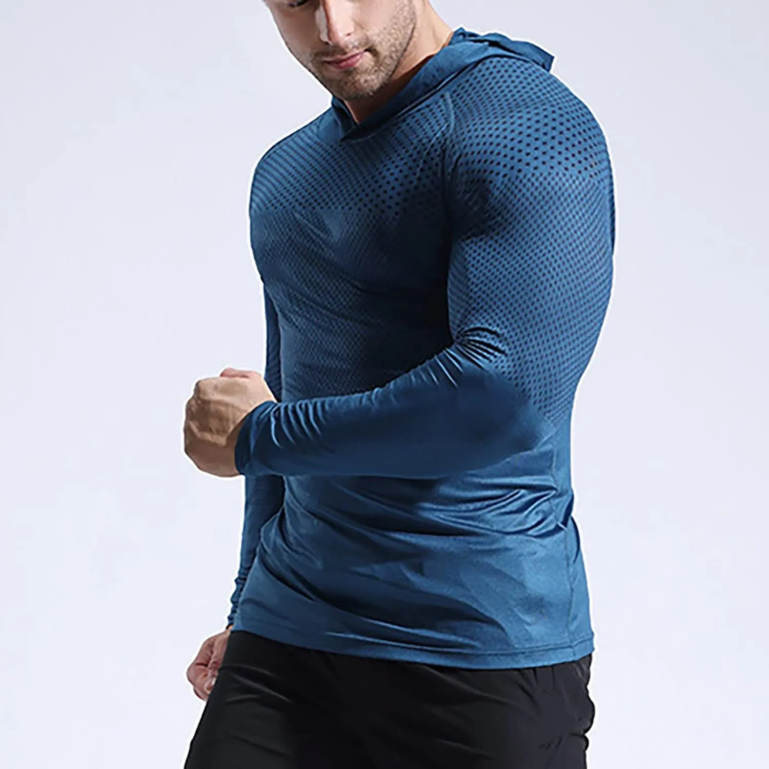 Long Sleeve Hooded Shirts for Men Summer UPF UV 50  Sun Protection T-Shirts Hooded Rash Guard Quick Dry Fishing Tops