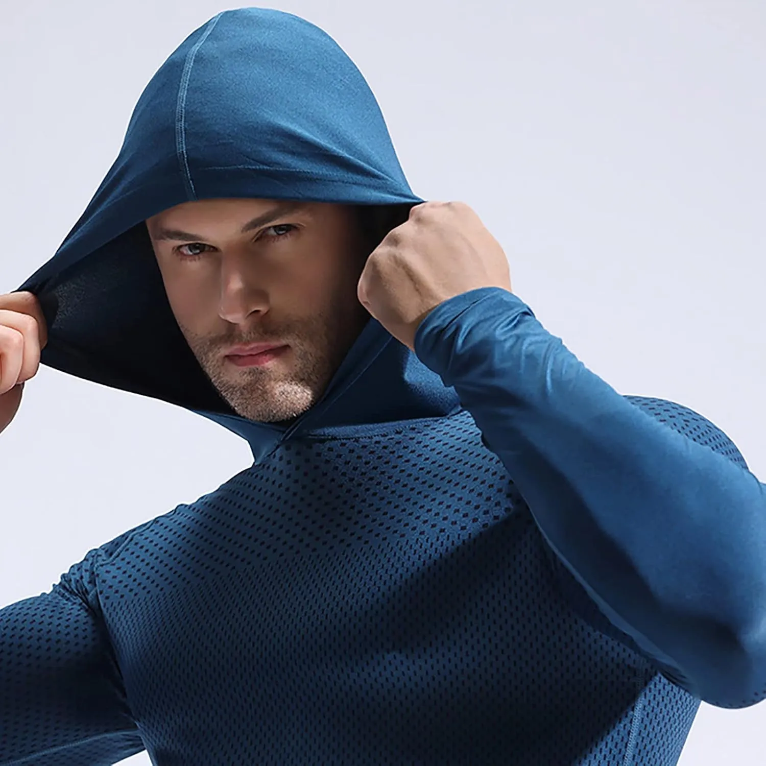 Long Sleeve Hooded Shirts for Men Summer UPF UV 50  Sun Protection T-Shirts Hooded Rash Guard Quick Dry Fishing Tops