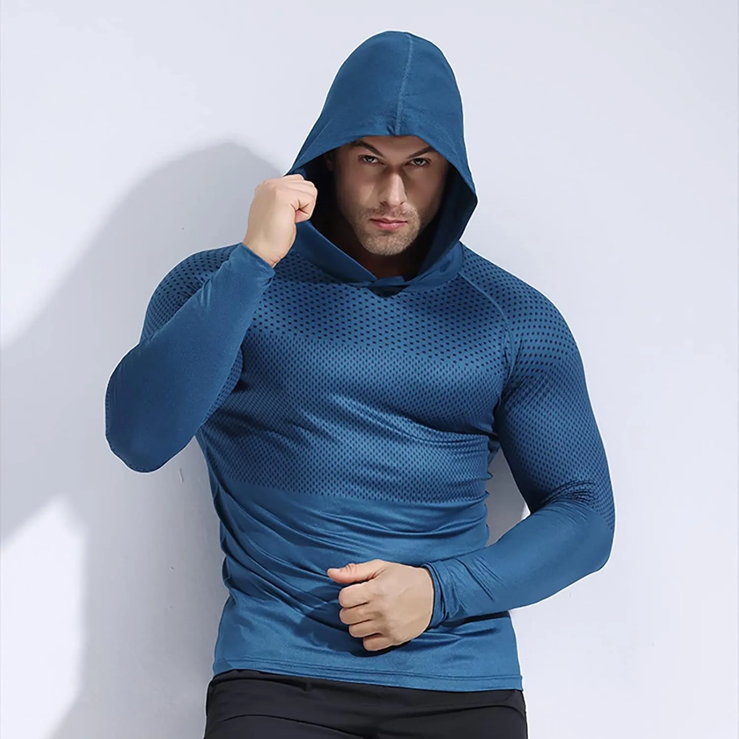 Long Sleeve Hooded Shirts for Men Summer UPF UV 50  Sun Protection T-Shirts Hooded Rash Guard Quick Dry Fishing Tops