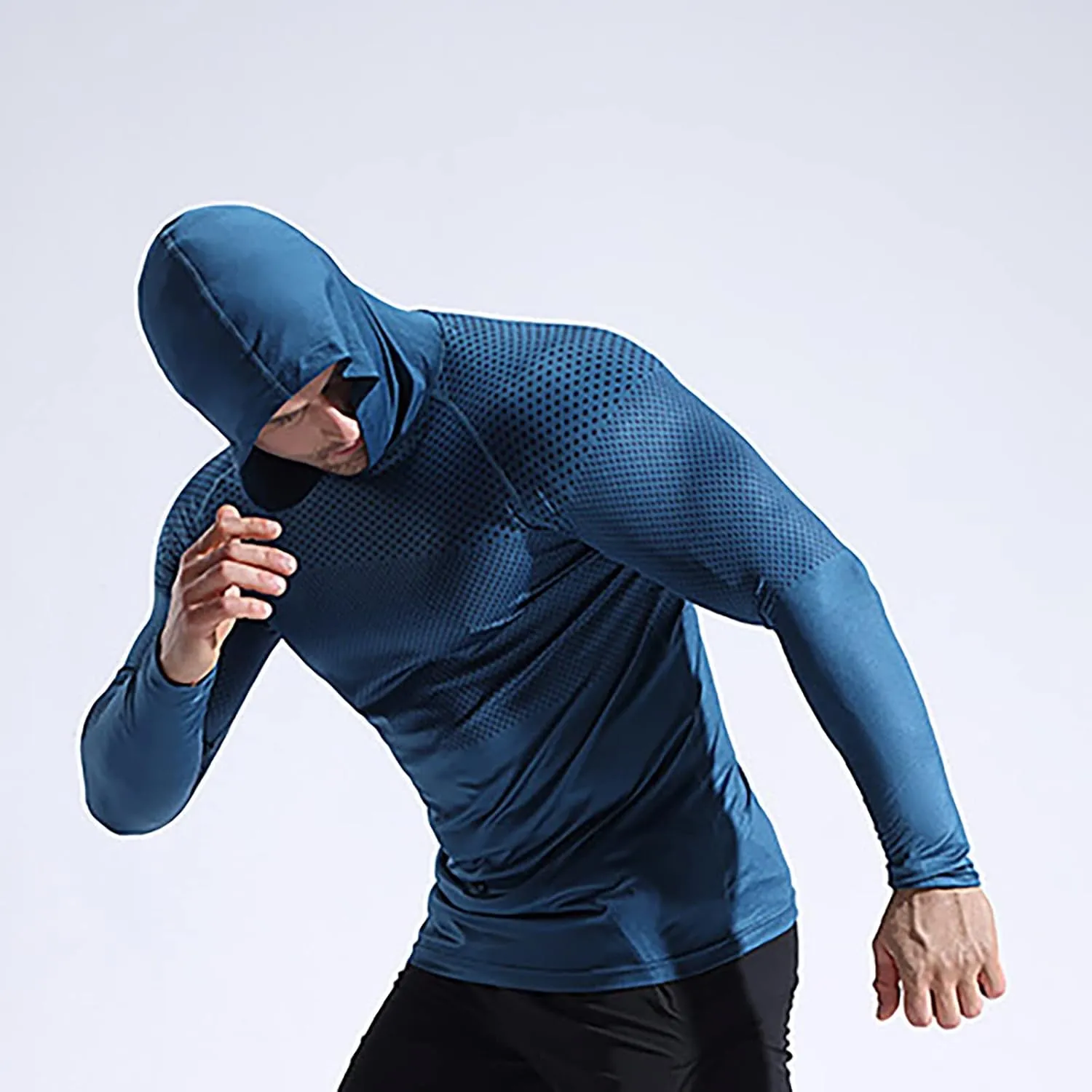 Long Sleeve Hooded Shirts for Men Summer UPF UV 50  Sun Protection T-Shirts Hooded Rash Guard Quick Dry Fishing Tops