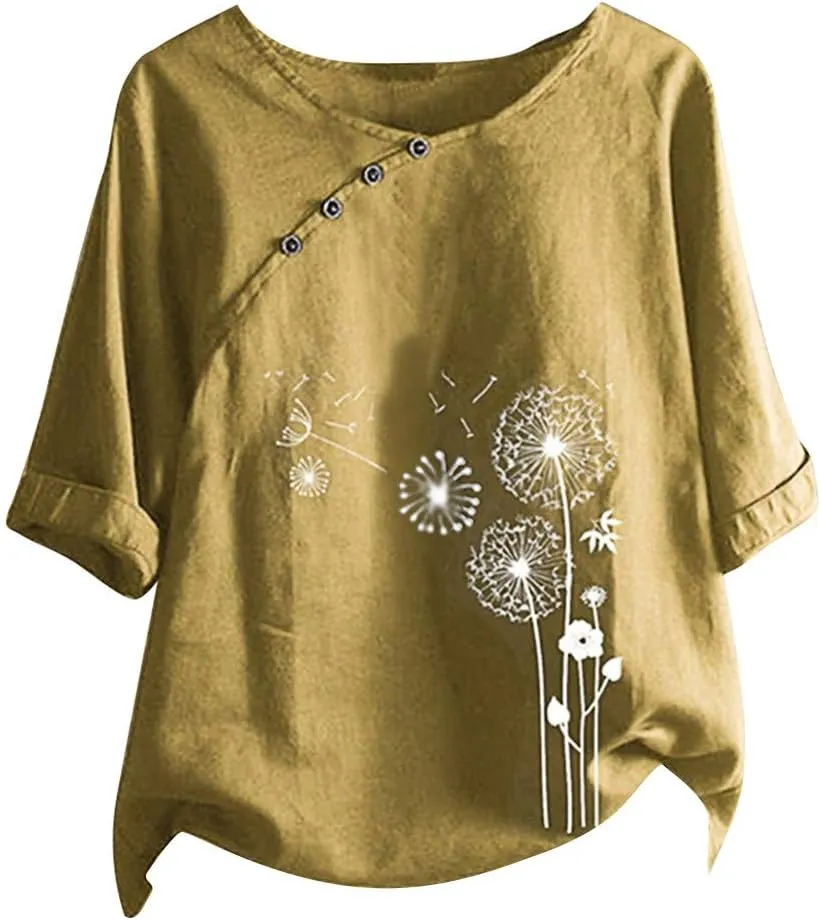 Long Sleeve Shirts for Women V Neck Women Boho Tops and Blouses 3/4 Sleeve Bohemian Peasant Summer Fall Tunic Top