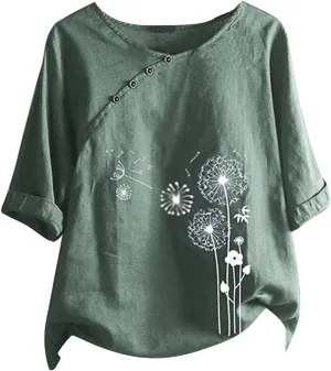 Long Sleeve Shirts for Women V Neck Women Boho Tops and Blouses 3/4 Sleeve Bohemian Peasant Summer Fall Tunic Top
