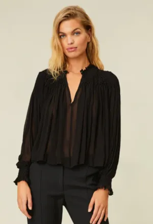Love Shack Fancy Fernanda Blouse Black