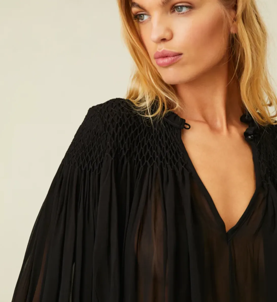 Love Shack Fancy Fernanda Blouse Black