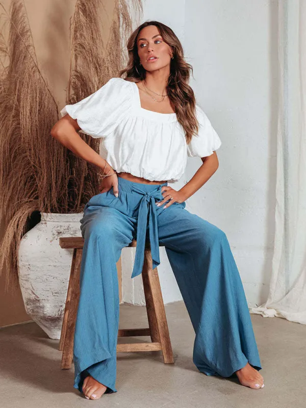 Luna Drawstring Wide Leg Women's Pants