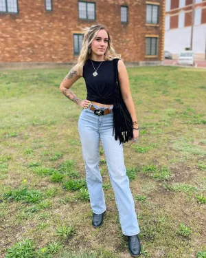 Luxe Rayon Twist Front Crop Top