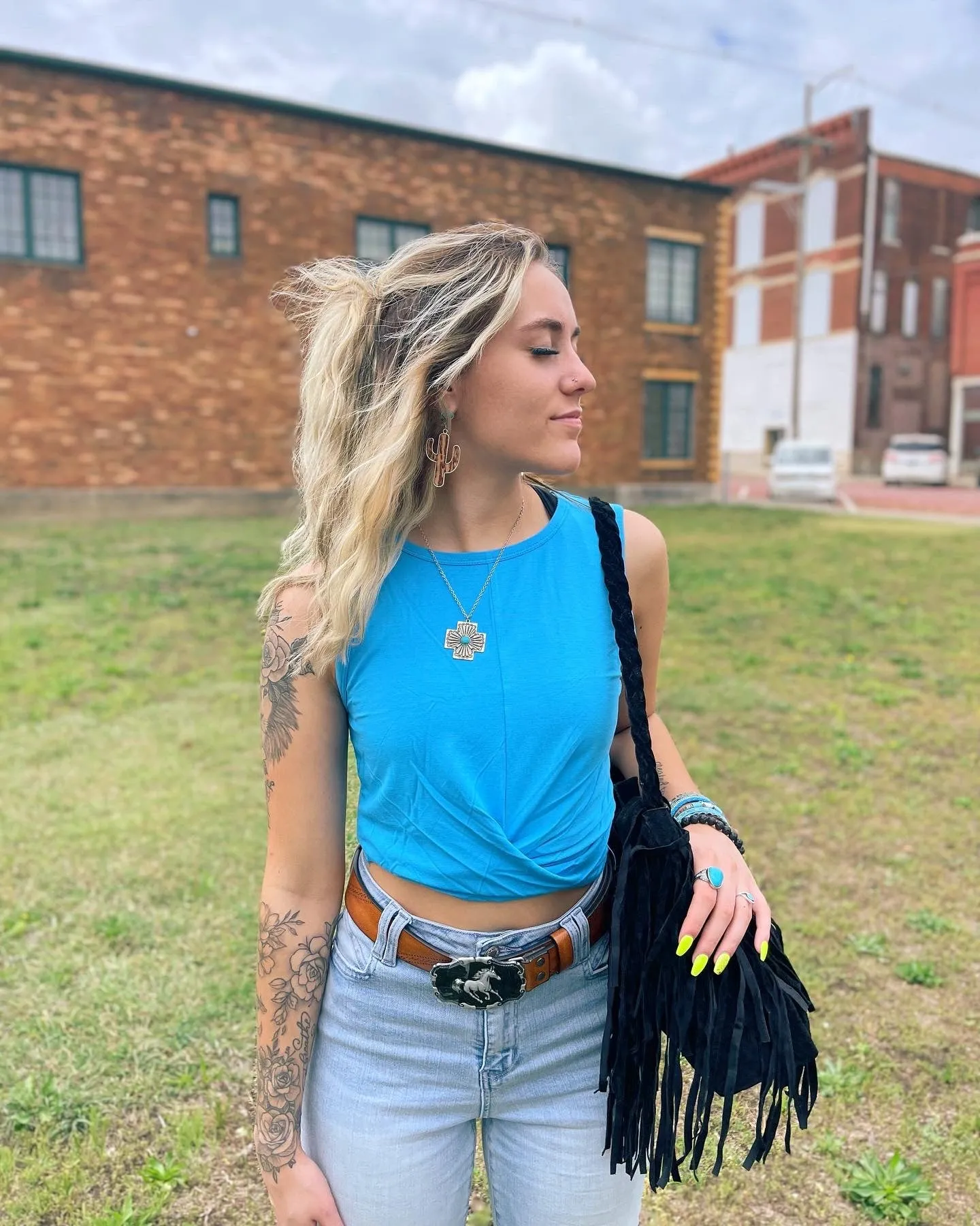 Luxe Rayon Twist Front Crop Top