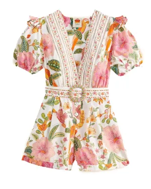 Macaw Bloom Off-White Romper