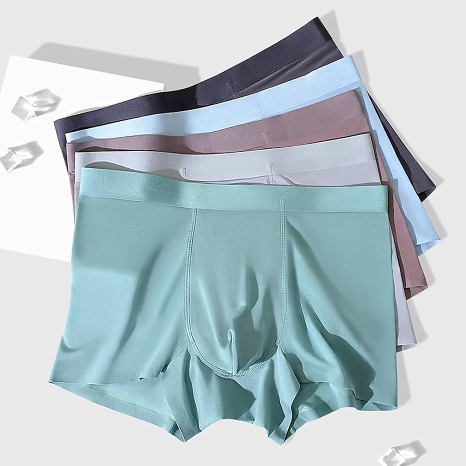Maiyifu-GJ 5 Pack Mens Ice Silk Boxer Briefs Trunks Shorts Soft Breathable Underwear Lightweight Moisture-Wicking Underpants