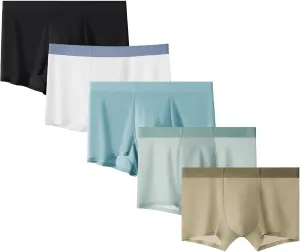 Maiyifu-GJ 5 Pack Mens Ice Silk Boxer Briefs Trunks Shorts Soft Breathable Underwear Lightweight Moisture-Wicking Underpants