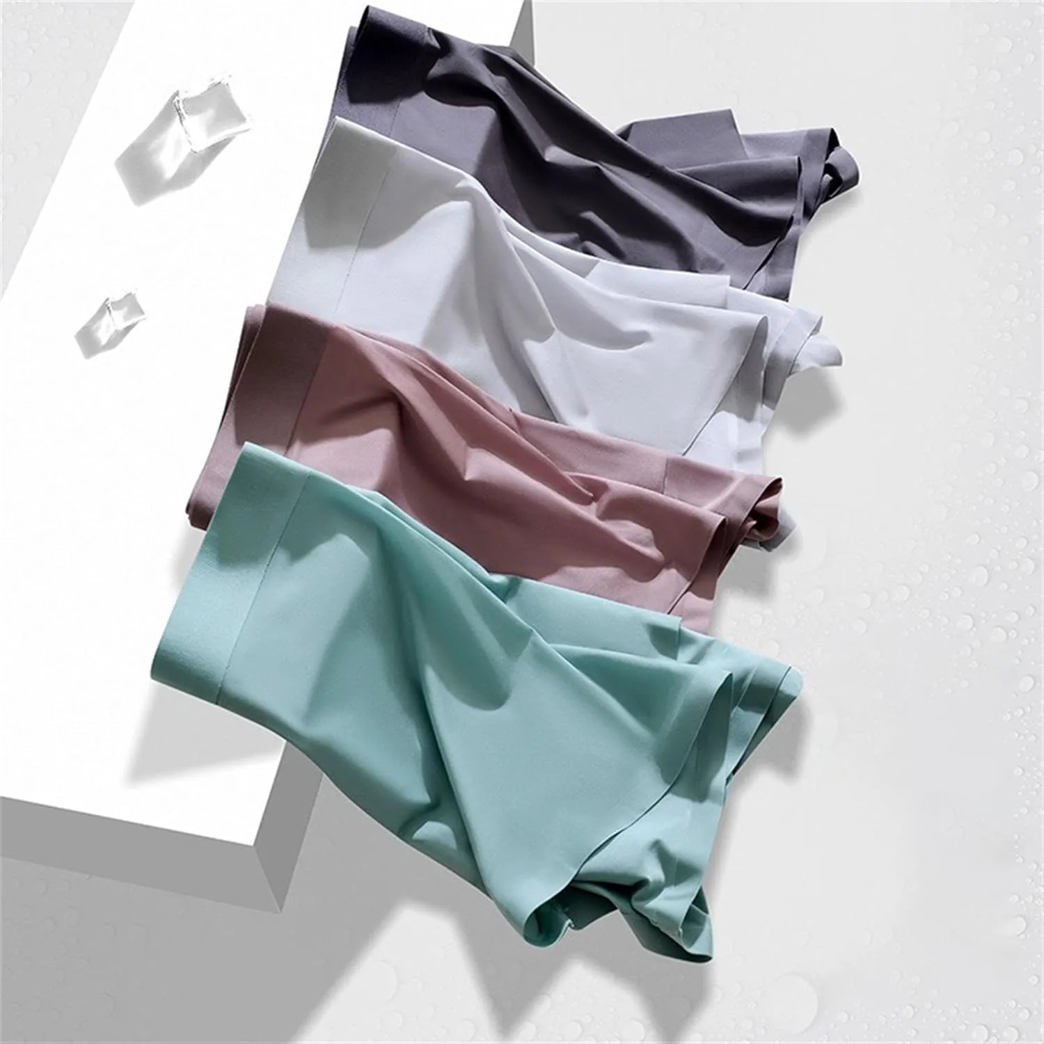 Maiyifu-GJ 5 Pack Mens Ice Silk Boxer Briefs Trunks Shorts Soft Breathable Underwear Lightweight Moisture-Wicking Underpants