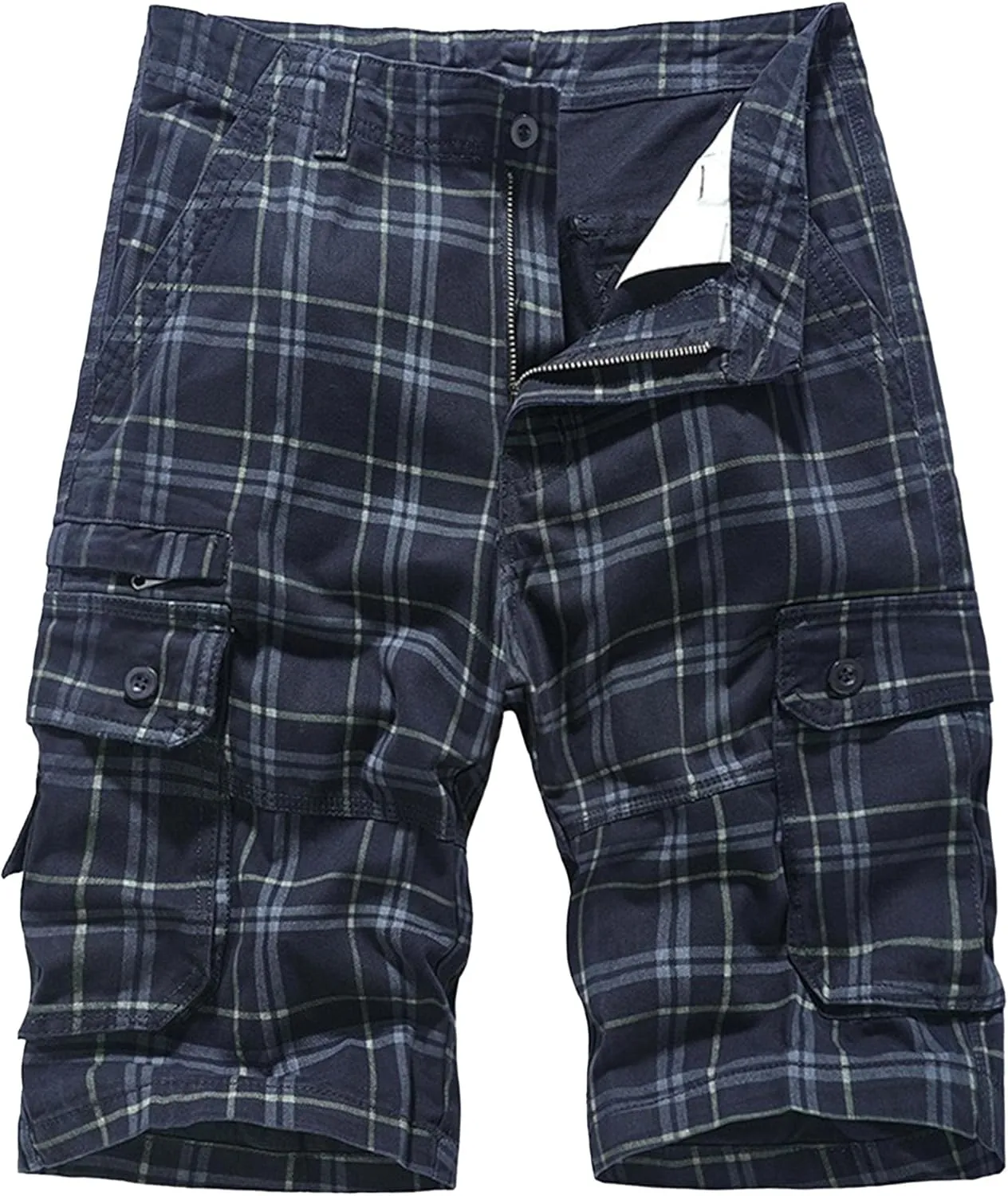 Maiyifu-GJ Mens Cargo Shorts Lightweight Casual Hiking Shorts with Multi Pockets Elastic Waist Cotton Short Pants
